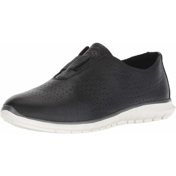 Hush Puppies Shoes - NEW Hush Puppies Women Tricia Perf Black Leather Slip On Comfortable Laceless